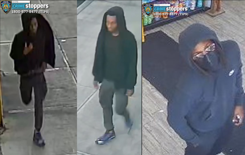 The NYPD released images of the suspect in the Brooklyn attack (left and center) and the Bronx attack (right)