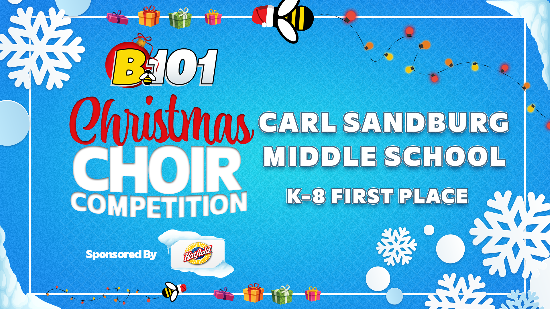Congratulations, Carl Sandburg Middle School! | B101's 2024 Christmas Choir Competition K-8 Division First Place Champions