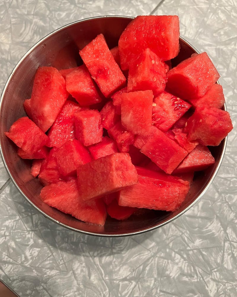 A look at a sliced pieces of a Yumi watermelon.