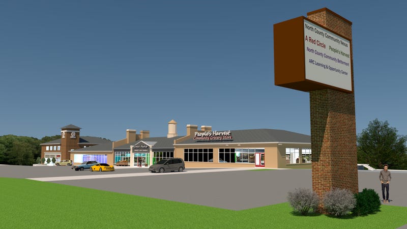 Rendering of A Red Circle's plans for old shopping plaza in North County