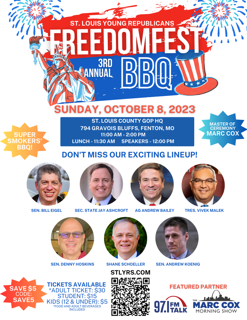St. Louis Young Republicans 3rd Annual FreedomFest BBQ flyer