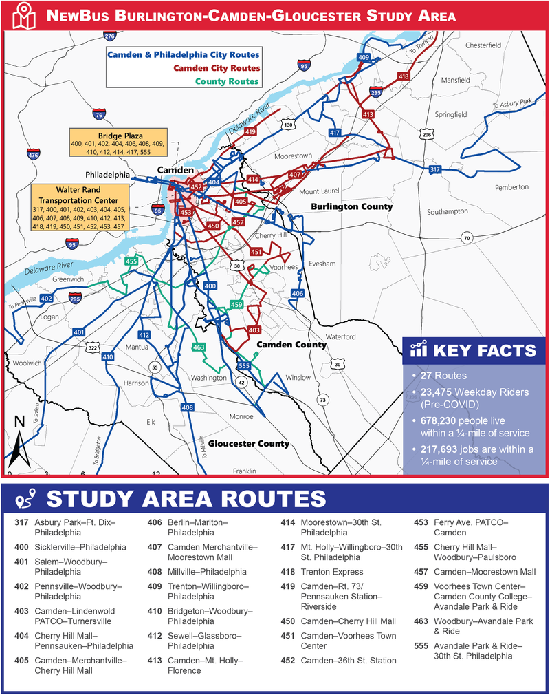 Map of South Jersey New Jersey Transit bus routes