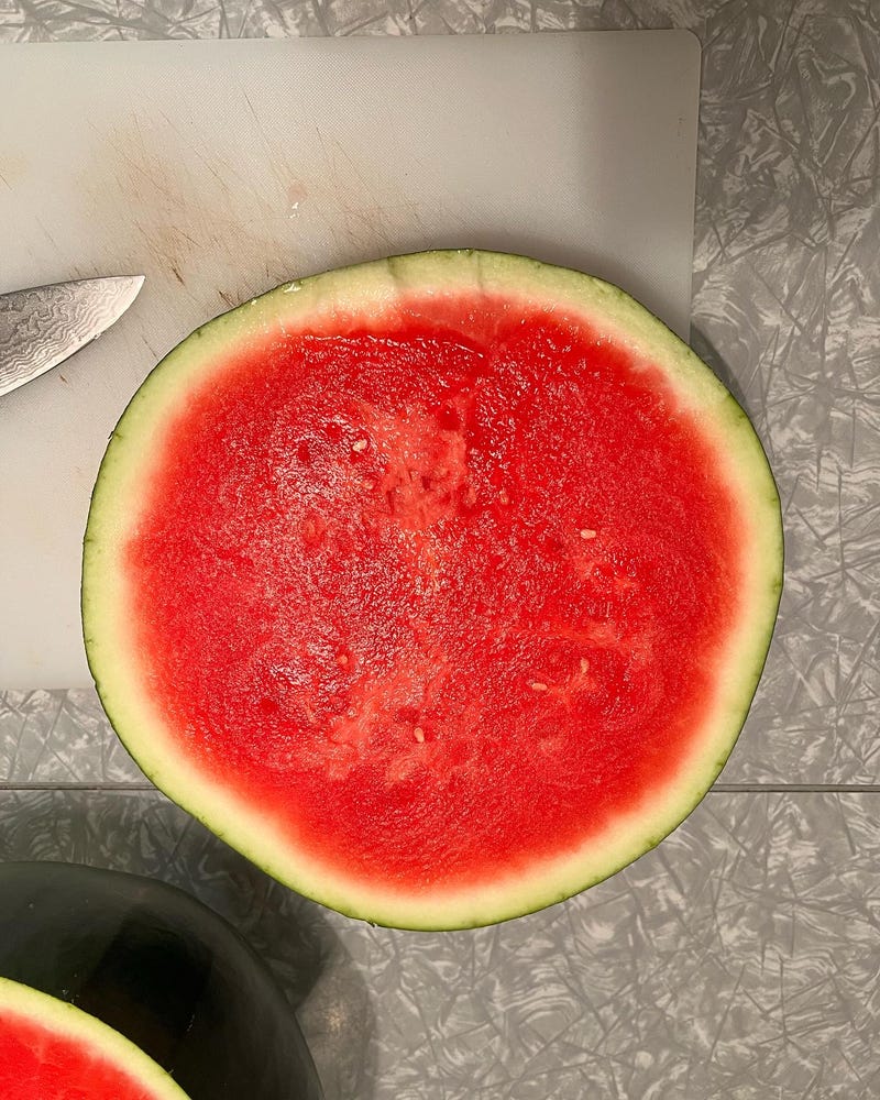A look at a sliced open Yumi watermelon.