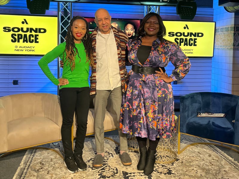 Camille A. Brown (L), George C. Wolfe (Center) and Shelley Wade (R) after Audacy New York's Black History Month Town Hall 2025.