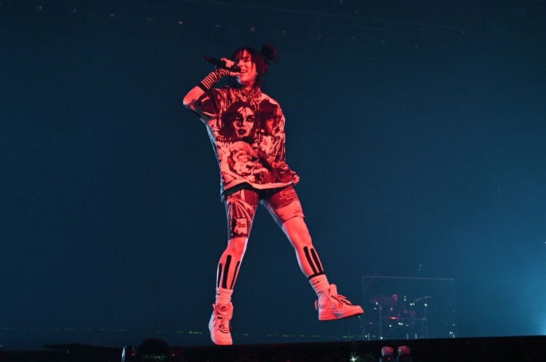 Billie Eilish performing in the UK