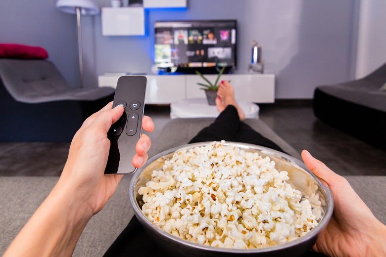 woman watching TV