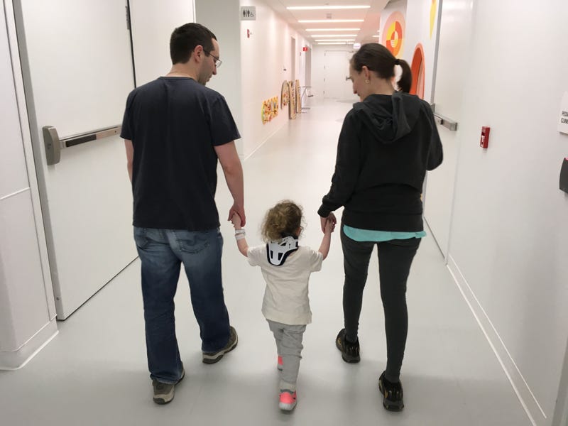 The Kramers with their daughter, Maddie, in the hospital