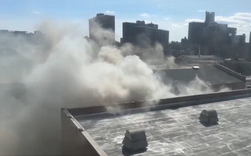 Citizen App video showing the scene of a fire that broke out at a Catholic church in Brooklyn on the afternoon of Easter Sunday.