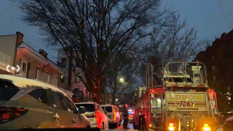 It took firefighters under an hour to control the blaze but the FDNY said their response was inhibited by parked cars that were blocking the two closest fire hydrants.