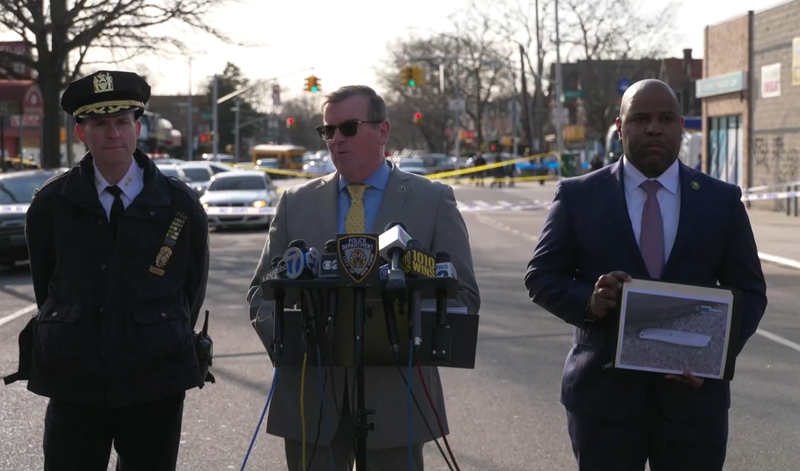 An NYPD officer shot a man carrying a box cutter in the Flatlands neighborhood in Brooklyn on Wednesday afternoon.