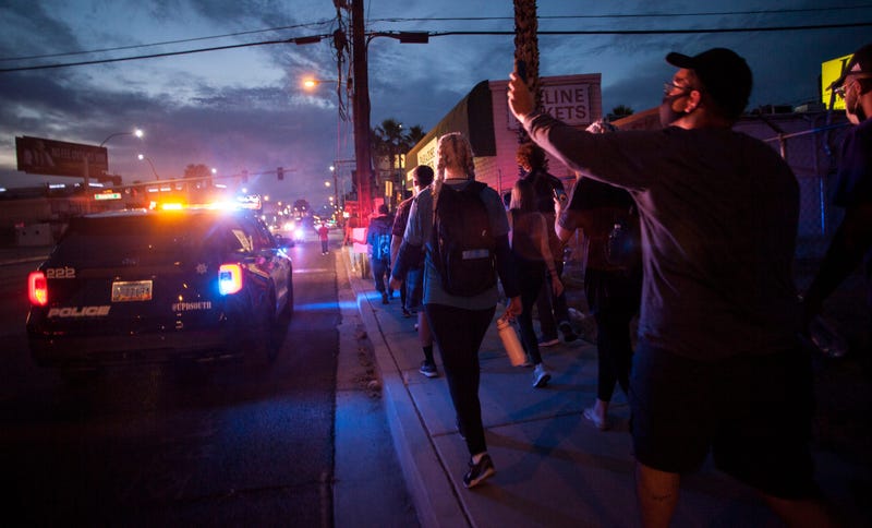 Las Vegas residents take to the streets to march in solidarity with Black Lives Matter Tuesday, June 2, 2020