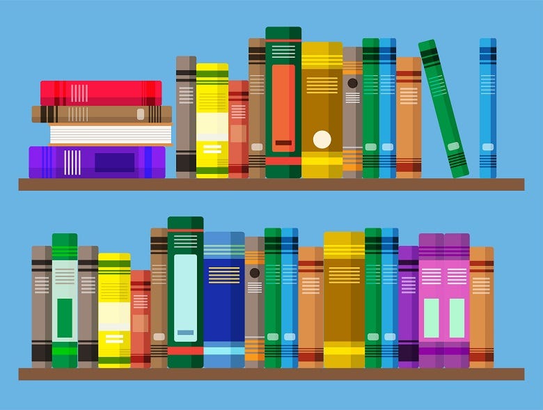 Graphic image of books on a shelf