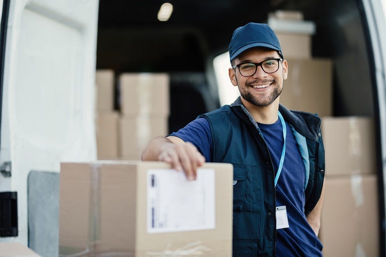 delivery man with box