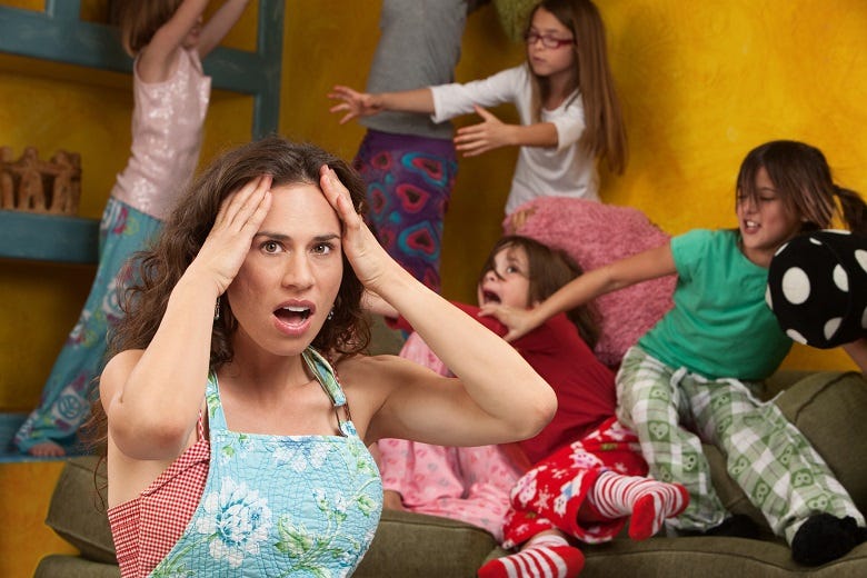 Mom with bratty kids