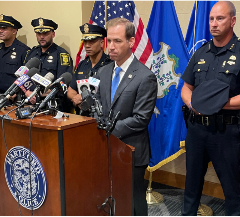Hartford Mayor Luke Bronin, with Hartford Police Chief Jason Thody