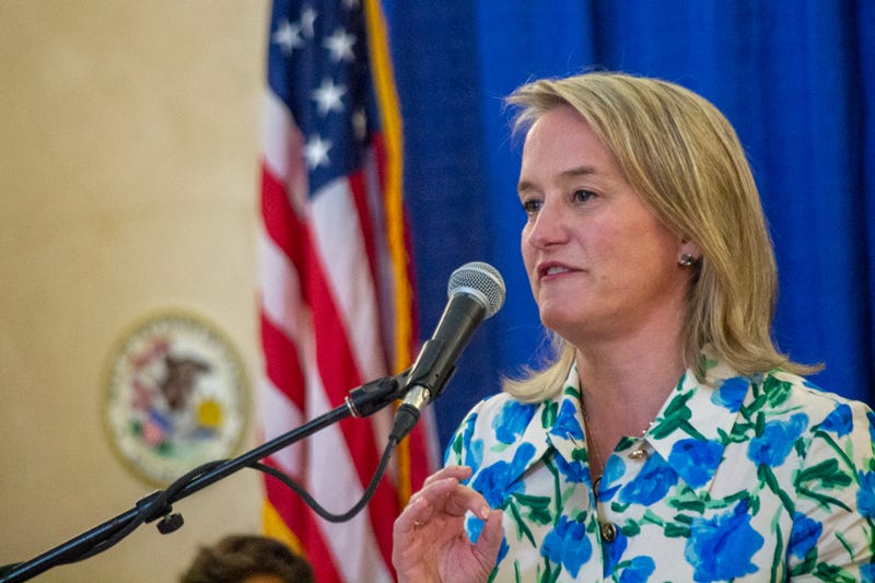 Congresswoman Nikki Budzinski speaks at an event in Springfield in May 2025.