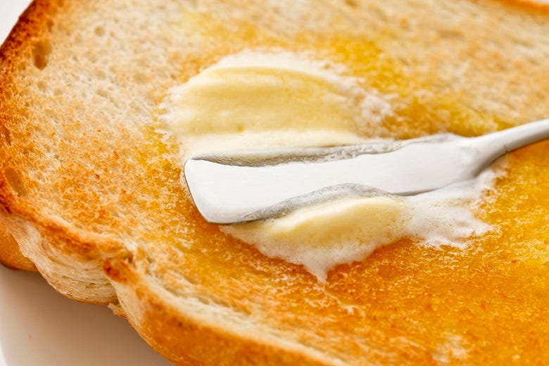 Knife buttering toast