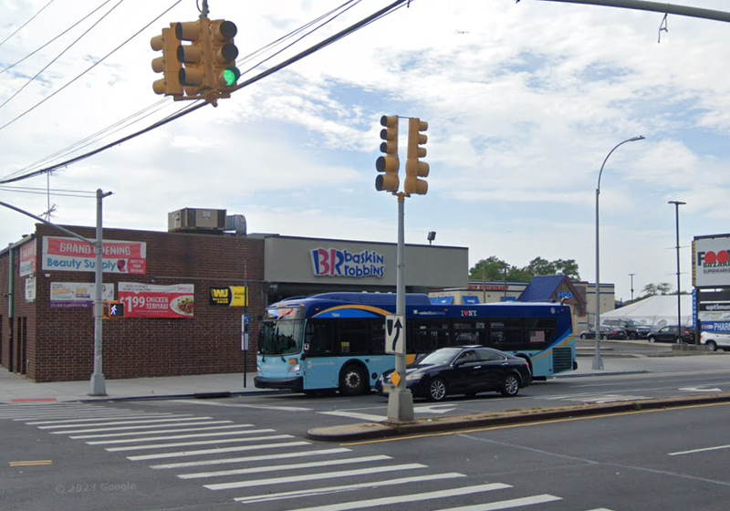 Shots were fired near a bus stop at Flatlands and Louisiana avenues in East New York on Tuesday morning