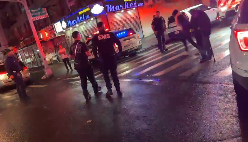 Citizen App footage shows police and EMS responding to the scene of a double shooting in the Bronx early Sunday morning.