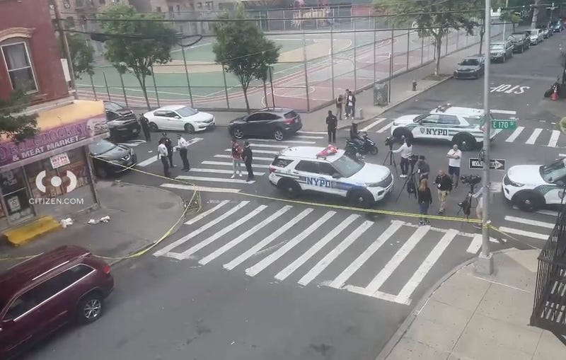 A woman is in critical condition after being shot in the shoulder outside of a Bronx bodega on Thursday afternoon.