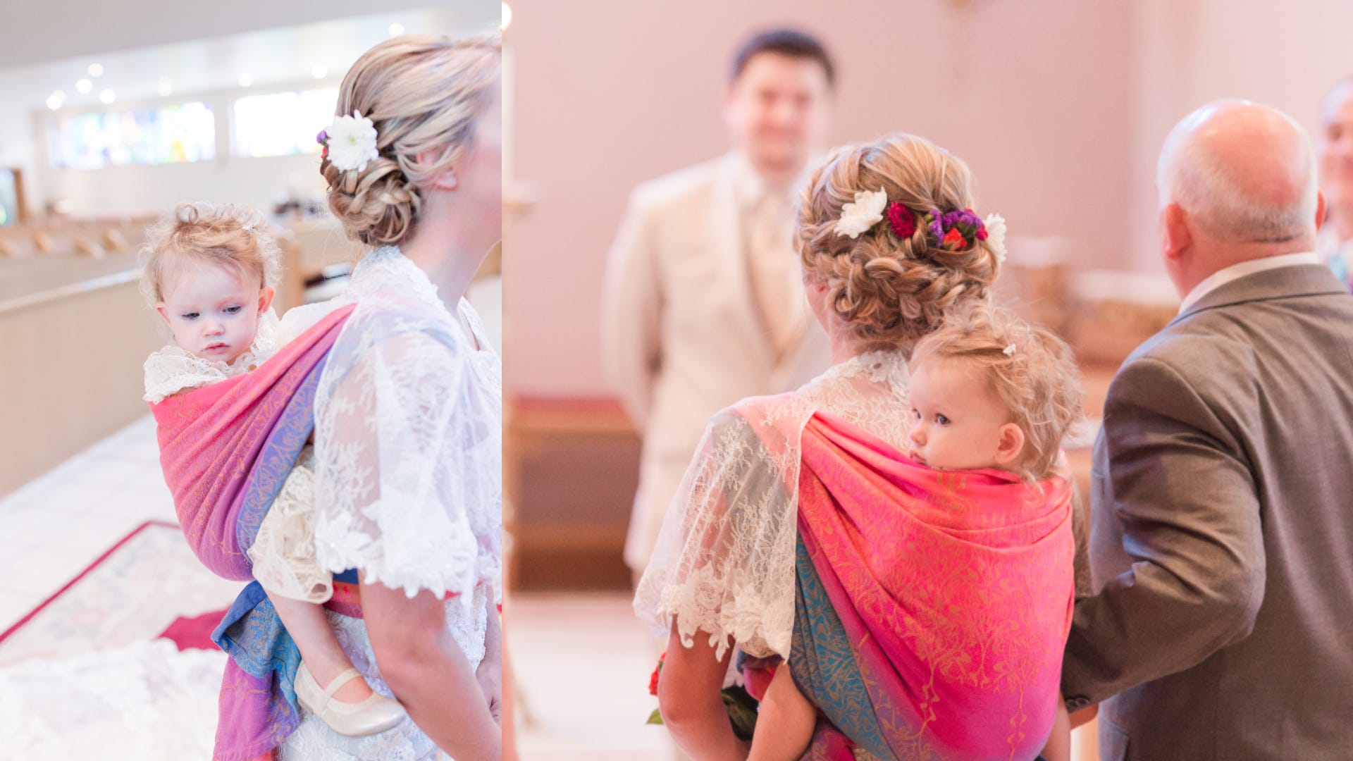 Bride Wears Adorable Baby Daughter While Exchanging Vows