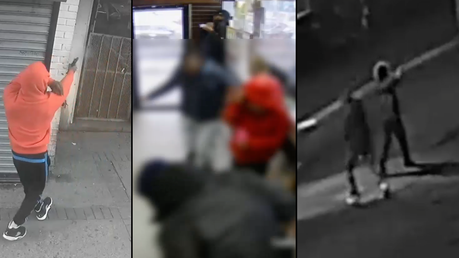VIDEO: 3 wanted in shootings that sent people scrambling in Queens deli, courtyard