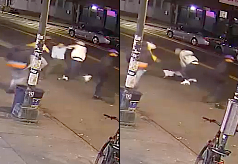 Video shows the victim falling to the pavement as he's attacked in Williamsburg last Friday evening