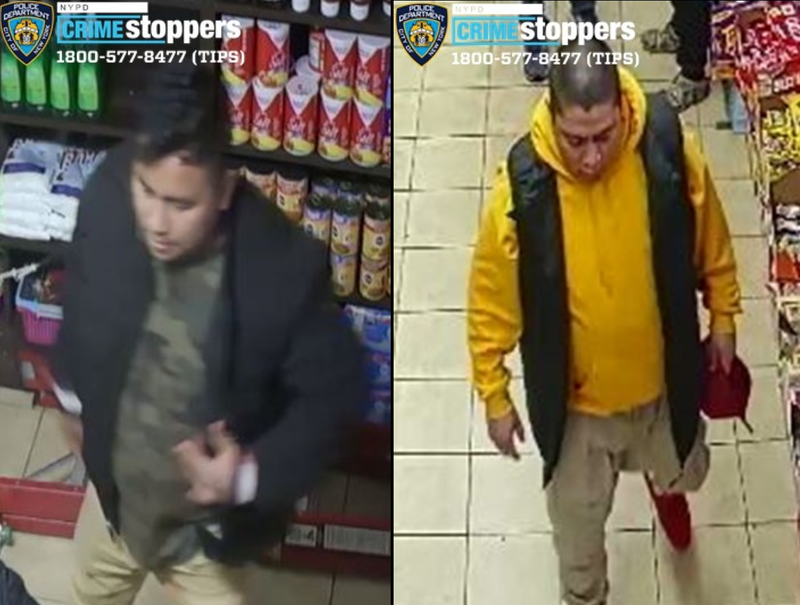 Police are searching for two men after a man was bashed over the head with a glass bottle at a Borough Park smoke shop on Sunday night