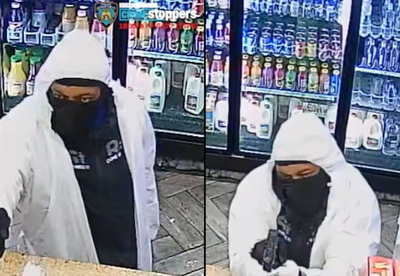Surveillance cameras captured the gunman waving a gun at a Bronx deli shortly after the fatal Upper East Side shooting Friday night