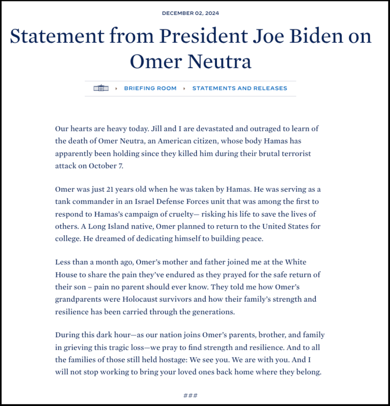 President Biden released a statement on the death of Neutra, saying he and first lady Jill Biden are "devastated and outraged"