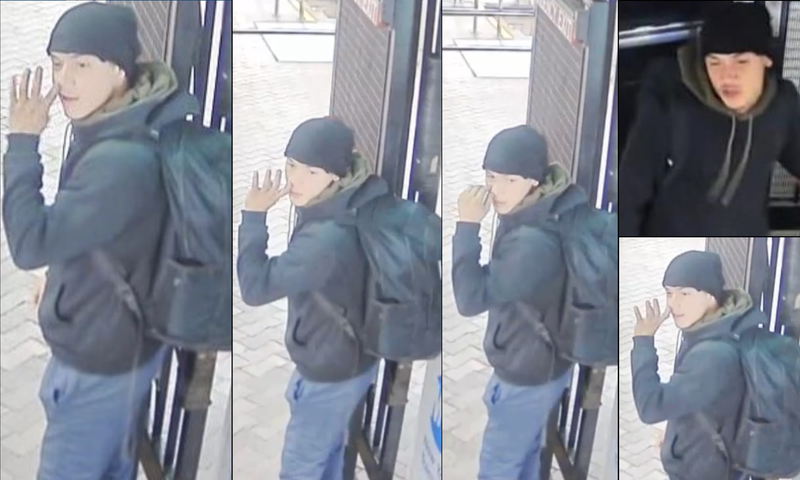 Thirty-second surveillance video shows the suspect picking his nose at a subway gate