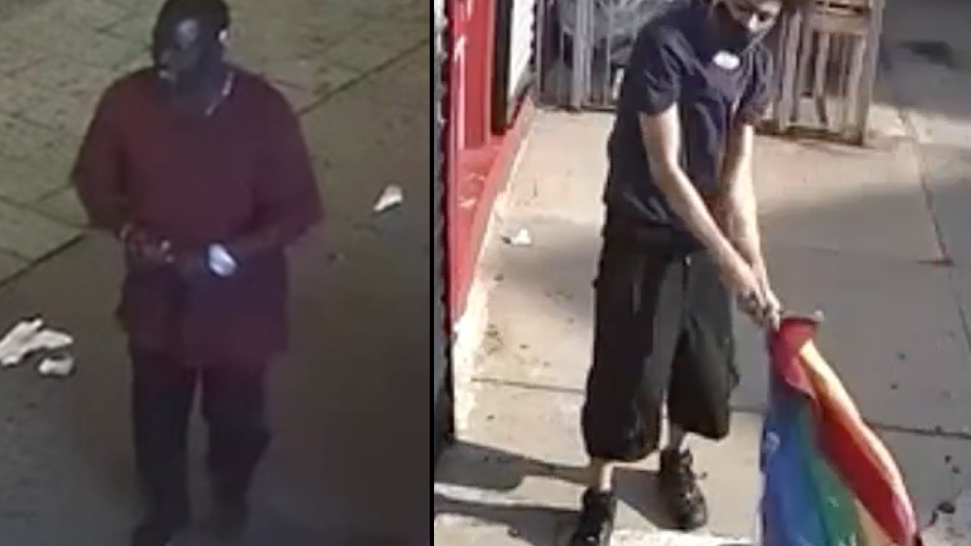 VIDEO: 2 sought in suspected anti-gay attack, Pride flag vandalism: NYPD