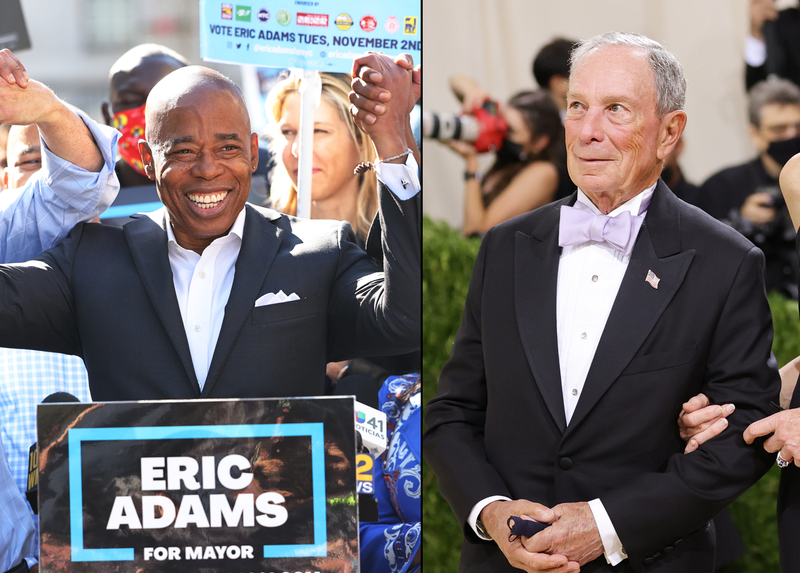 Eric Adams (left) and Michael Bloomberg (right)