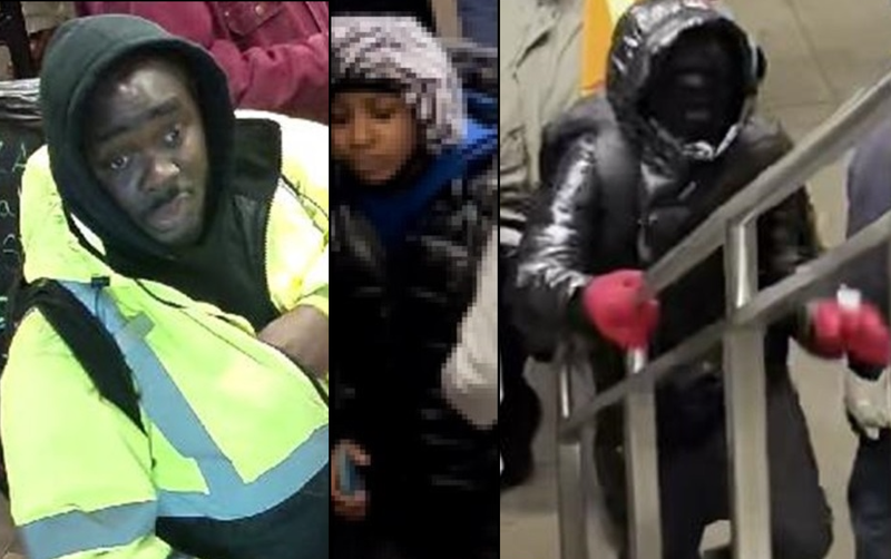The suspect in the Bronx assault (left) and the female and male suspects in the Queens robbery and assault (right)