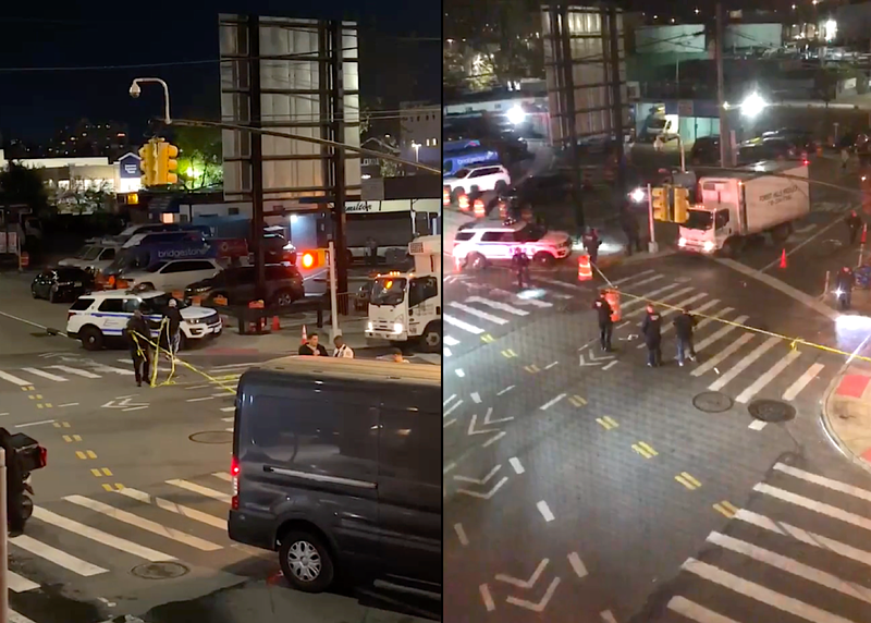 Gunfire erupted in Carroll Gardens on Wednesday night as a Jeep driver rammed a patrol car and shot at officers, police said