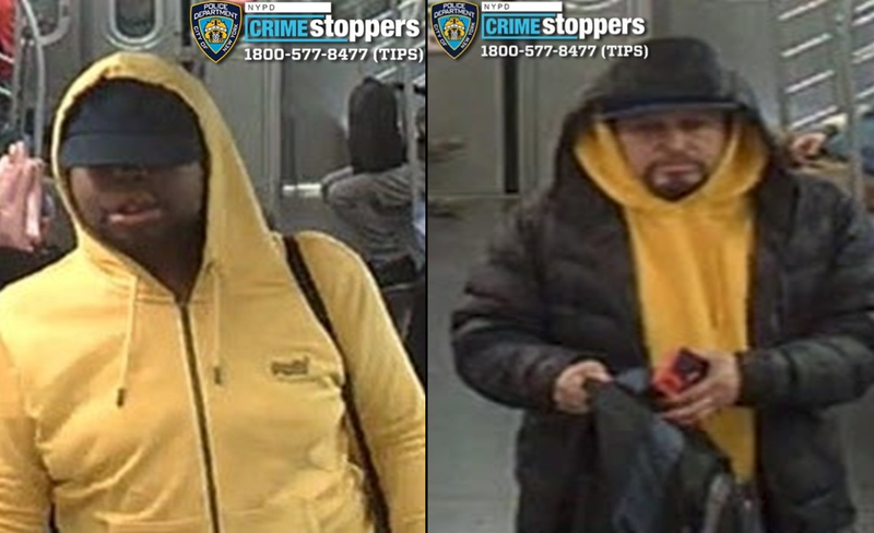 Police believe the woman on the left stole property from a man on an R train late Tuesday, shortly before the man on the right had sex with his corpse