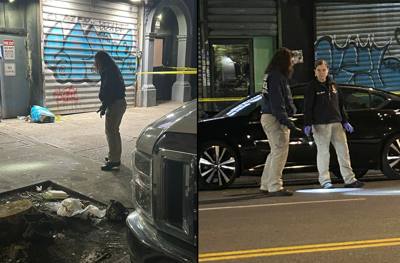 Investigators worked into Wednesday morning at the shooting scene on W. 116th Street in Harlem