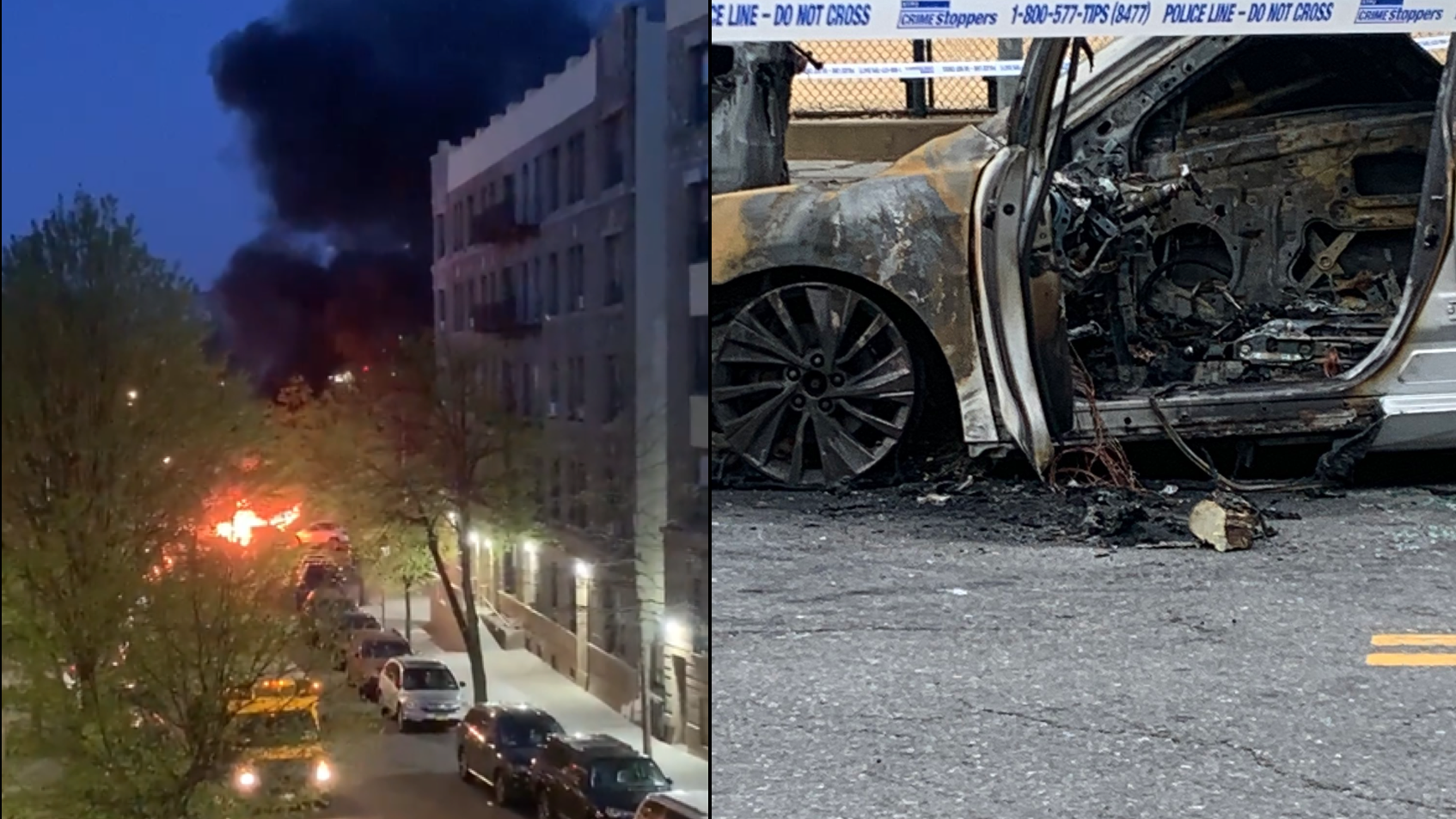 Man 'walked into the fire' before body found in burning Bronx car: witness
