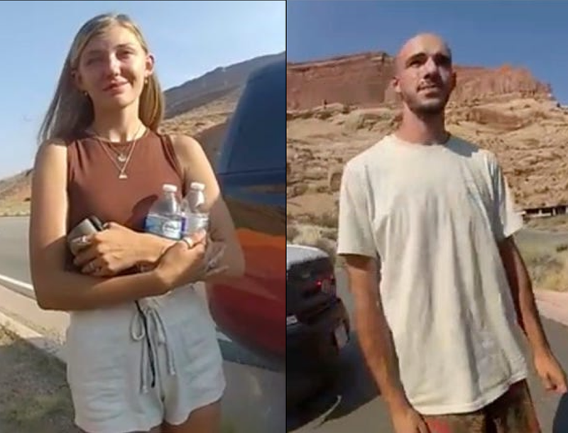 Gabby Petito and Brian Laundrie on police bodycam on Aug. 12 in Moab, Utah