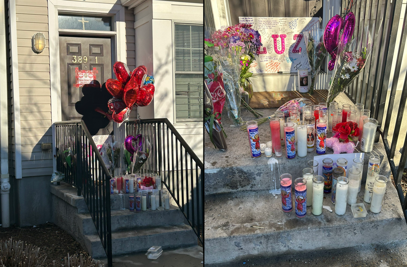 A makeshift memorial was put up outside the Jersey City home of kindergarten teacher Luz Hernandez, a 33-year-old mother of three who was found dead in a shallow grave in Kearny