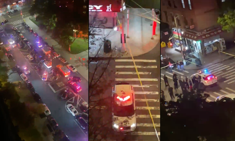 Two men were shot and wounded on the Lower East Side (left) and one man was fatally shot in the East Village (center, right) overnight Sunday, police said