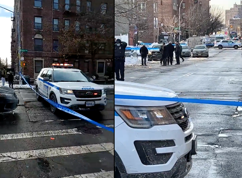 Police at the scene of the shooting on Empire Boulevard