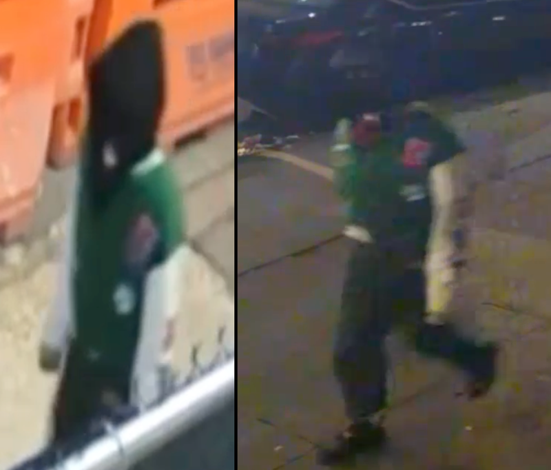 NYPD images show the suspect’s face completely hidden as he walks down a street in Brownsville around the time of the attack Sunday night