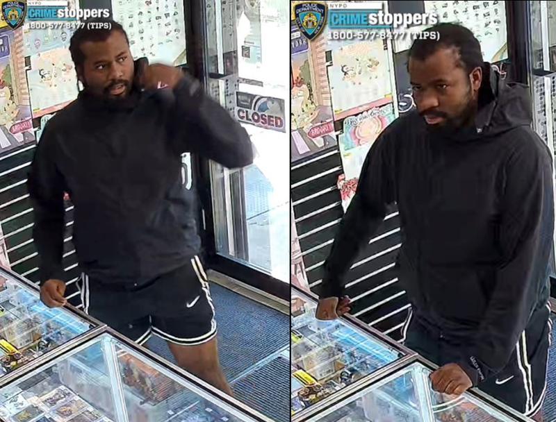 Police released images of the suspect on Monday who they believe stole nearly $10,000 in collectible cards from CardVault by Tom Brady in SoHo