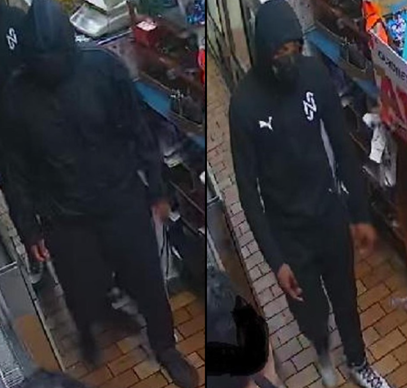 All three suspects fled in a white sedan following the robbery, according to police