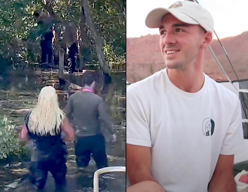 Dog the Bounty Hunter busca en una isla de Florida (izquierda). Brian Laundrie (derecha)