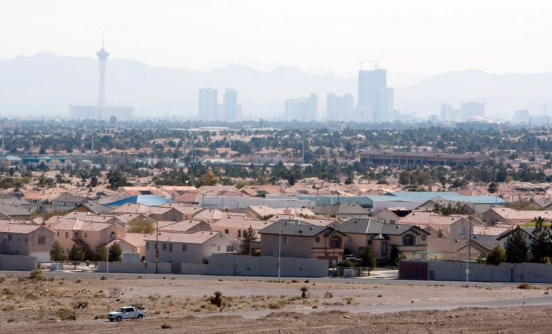 A cloud of haze hangs over the Las Vegas valley
