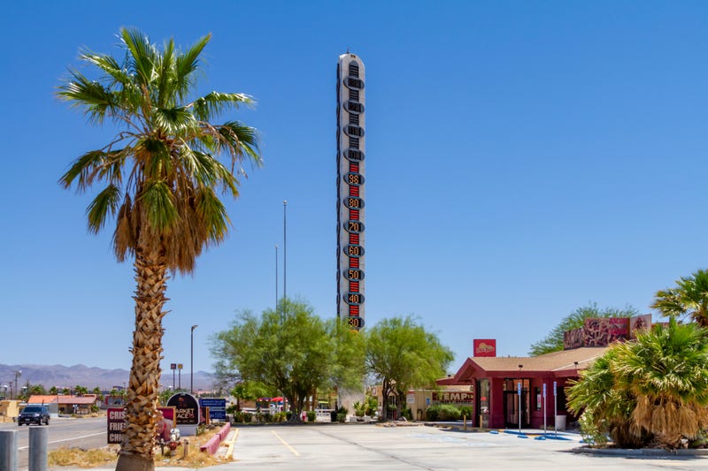 The World's Tallest Thermometer towers over Baker, California