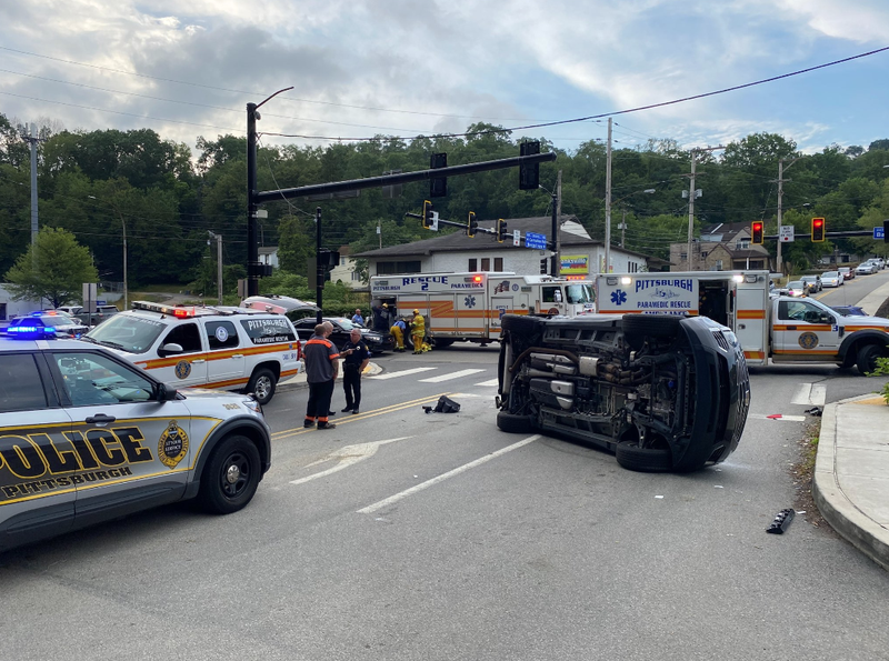 Rollover accident with entrapment on Banksville Road