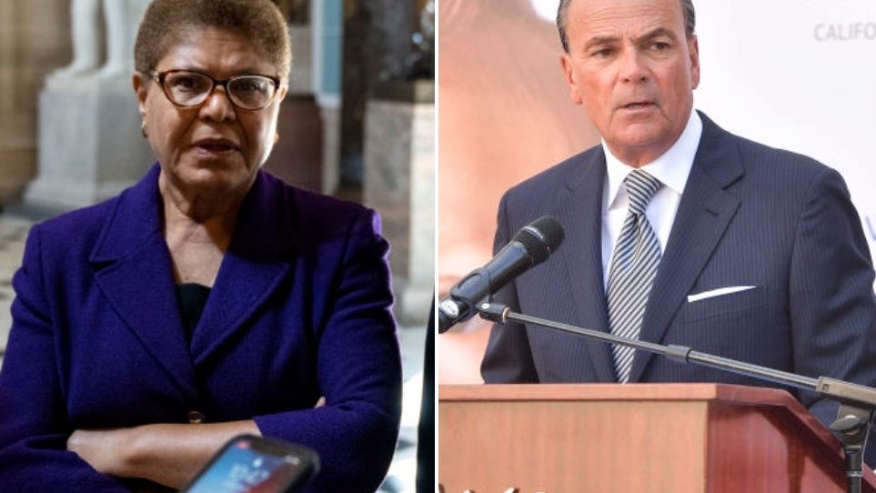 L.A. mayoral election poll shows Rep. Karen Bass, Rick Caruso nearly tied